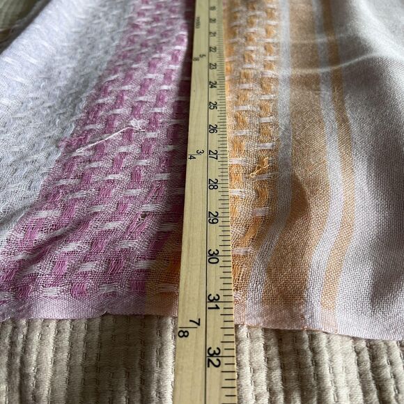 Pastel Pink Scarf Womens Large Lightweight Shawl Fringe Color Block Wrap 80in - Picture 7 of 8